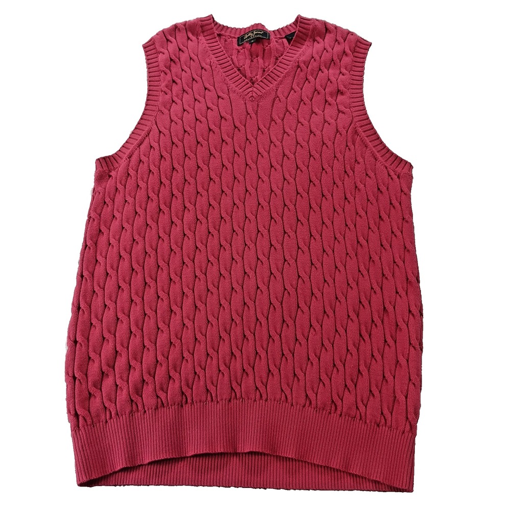 Bobby Jones Collection Red Golf Cable Knit Sweater Made in Hong‎ Kong Medium